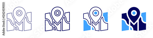 Map atlas icon in 4 different styles. Thin Line, Line, Bold Line, Duotone. Duotone style. Editable stroke