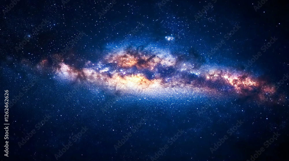 Obraz premium Stunning View of Stars and Milky Way Above Earth Glow at Night from Space Showing Cloud Formations and City Lights, Perfect for Inspirational and Educational Purposes