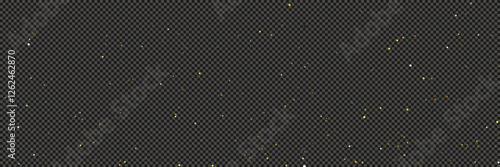 Gold glittering dust with stars on transparent backdrop