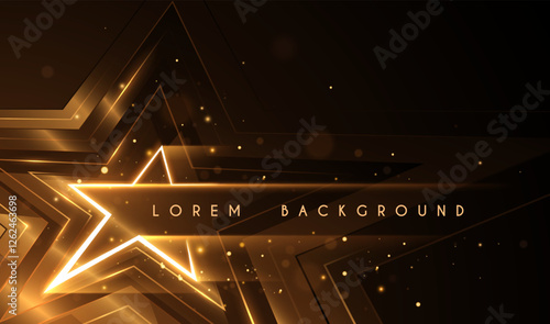 Star shape with golden light effects