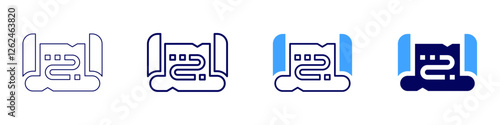 Map output icon in 4 different styles. Thin Line, Line, Bold Line, Duotone. Duotone style. Editable stroke