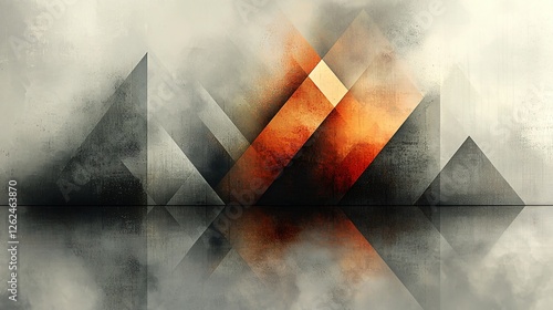 Abstract Geometric Art: Grey, Orange, Reflection
