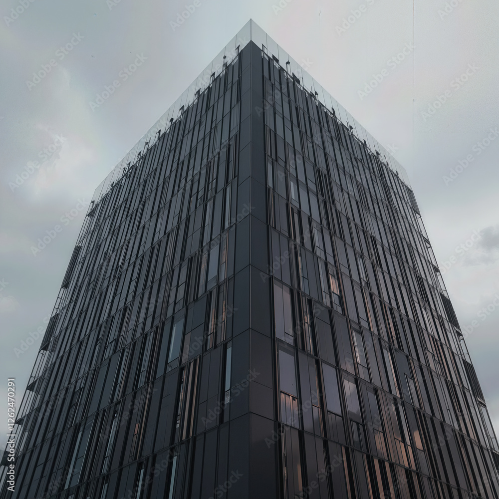 modern building perspective against cloudy sky, creating sense of architectural grandeur and upward momentum modern building perspective against cloudy sky, creating sense of architectural grandeur and upward momentum