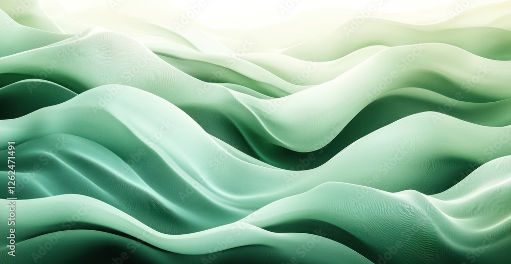 Obraz premium Abstract Green Waves: A Serene Digital Art Piece