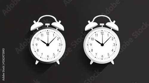 Alarm Clock Icon: Vector Image on White and Black Background