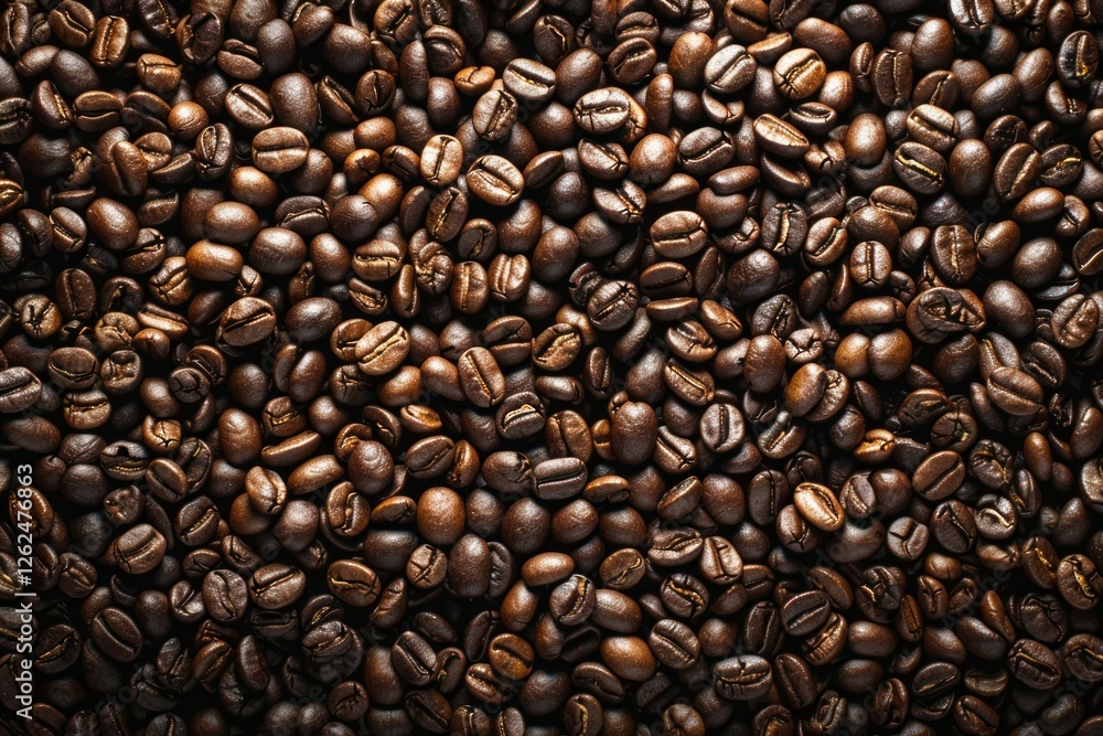 Fototapeta premium Big pile of fresh roasted coffee beans. Image illustrated food for advertisement