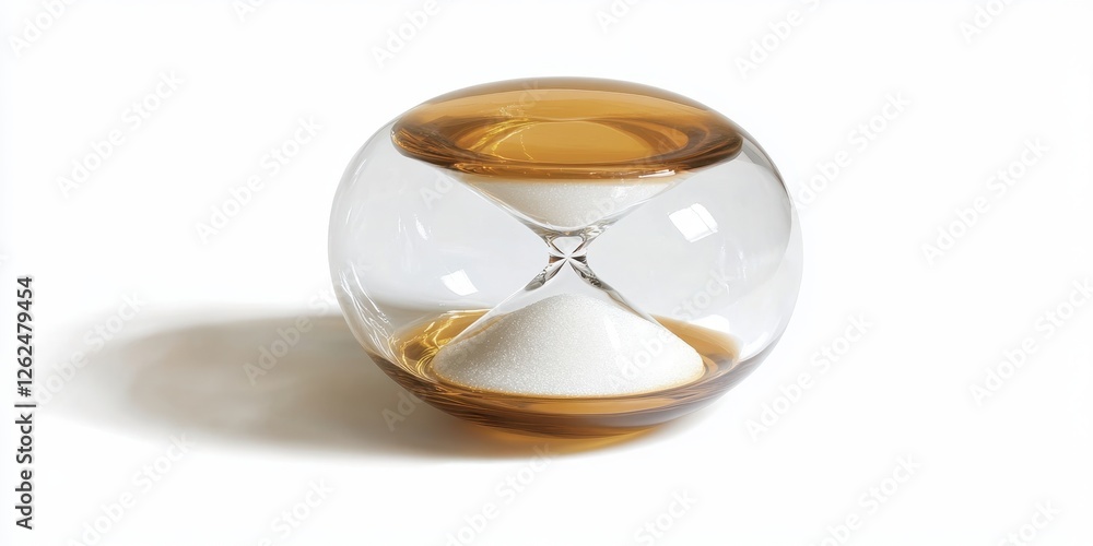 Hourglass isolated on white background with glass and golden liquid elements Hourglass isolated on white background with glass and golden liquid elements