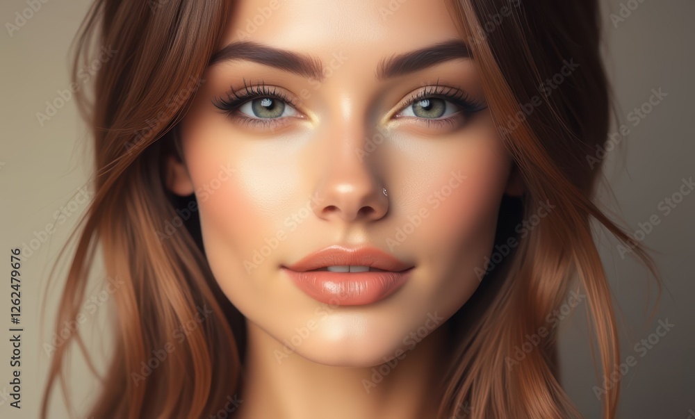 Close-up of a young woman with striking features Close-up of a young woman with striking features