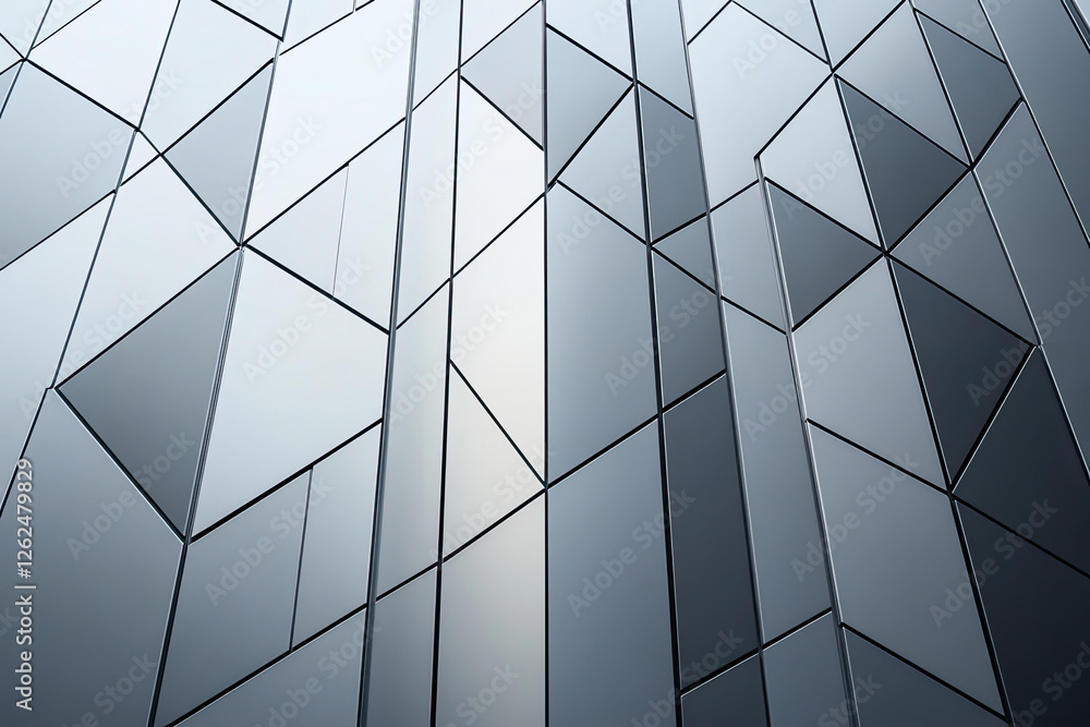 Fototapeta premium Abstract Geometric Pattern of Modern Building Facade with Metal Panels