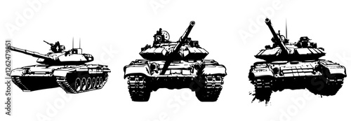set of military tanks