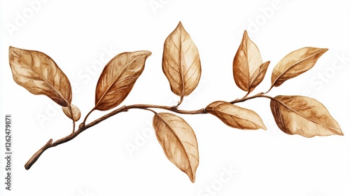 Watercolor Coffee Bean Plant - White Background