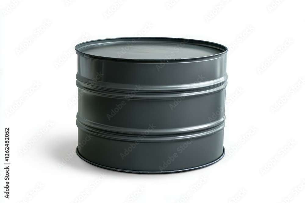 Grey metal drum on clean background. Artificial Intelligence Grey metal drum on clean background. Artificial Intelligence