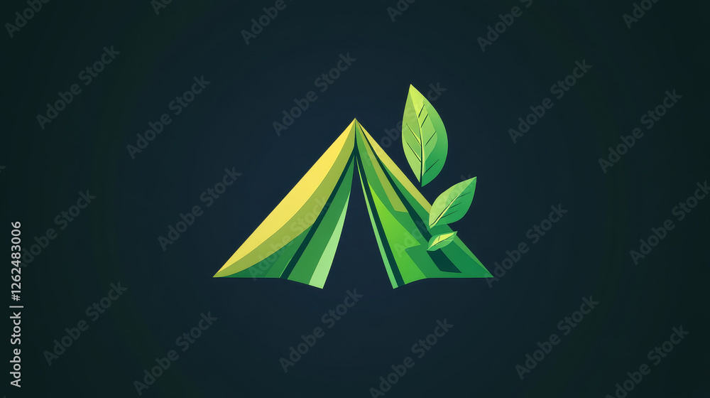 Stylized open pitched tent design or icon logo in green. Vector version also available in gallery Stylized open pitched tent design or icon logo in green. Vector version also available in gallery