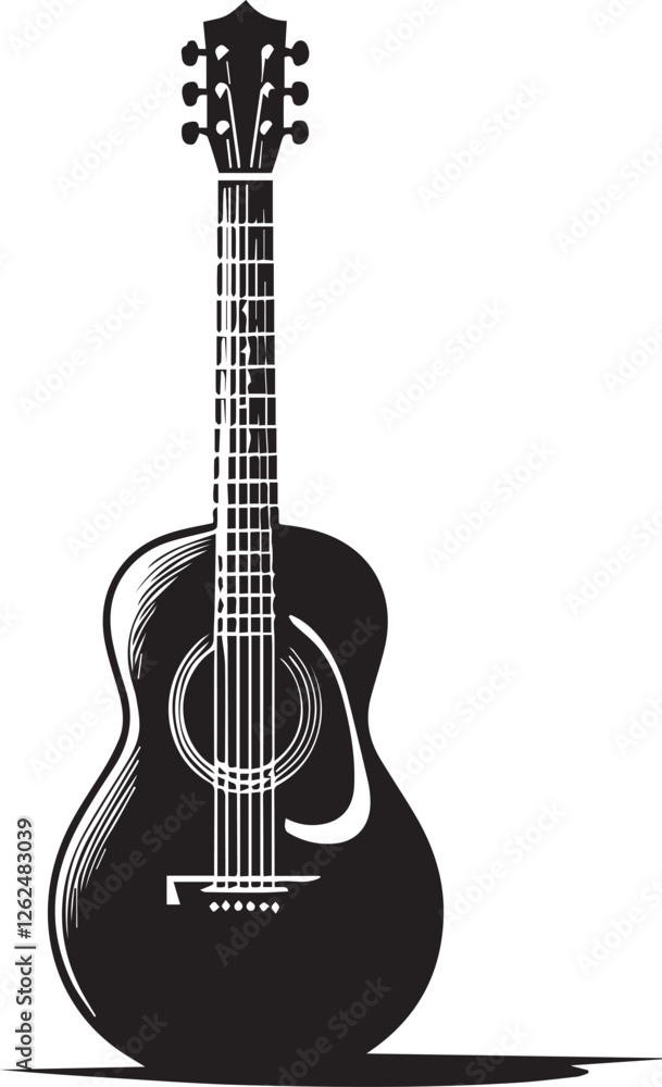 Obraz premium An electric guitar with a sleek silhouettes vector style with white background