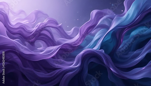 Wallpaper Mural Abstract Flowing Waves in Purple and Blue Torontodigital.ca