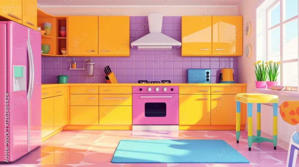 Fototapeta premium modern kitchen interior with colorful