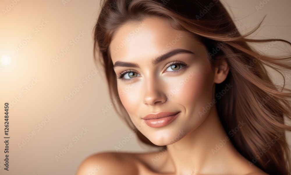 Beautiful young woman with flowing hair Beautiful young woman with flowing hair