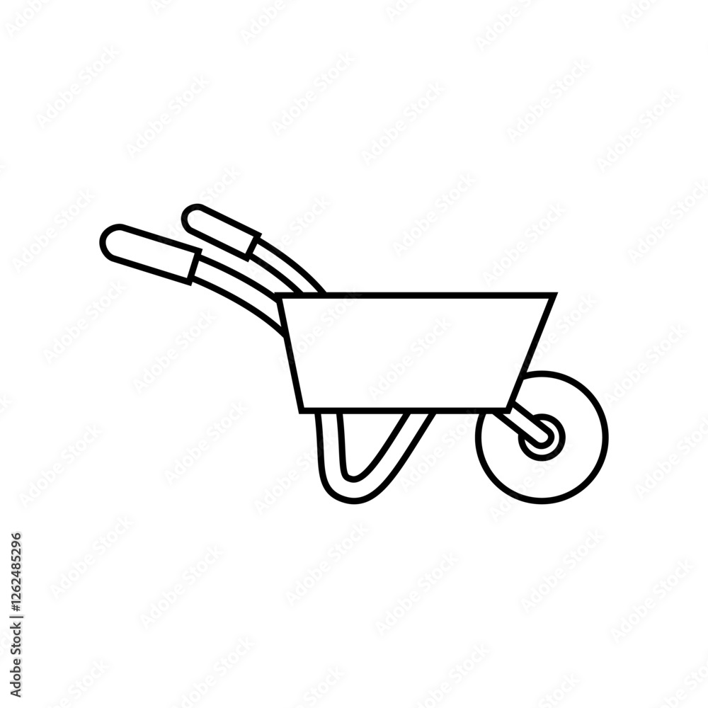 Wheelbarrow icon vector. garden tool illustration sign. Agriculture cart symbol. Wheelbarrow icon vector. garden tool illustration sign. Agriculture cart symbol.