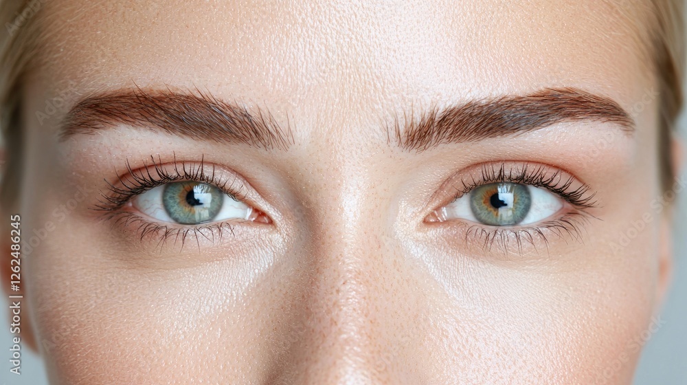Fototapeta premium Close-up woman's eyes, natural makeup, studio shot, beauty, skin care