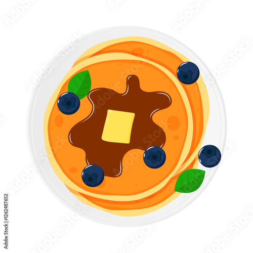 Vector illustration of Pancake with berries on transparent background