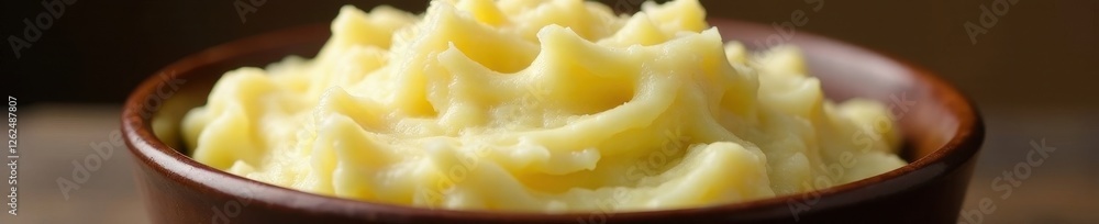Fluffy mashed potatoes, creamy texture, rustic brown bowl , autumn, bowl, fluffy Fluffy mashed potatoes, creamy texture, rustic brown bowl , autumn, bowl, fluffy