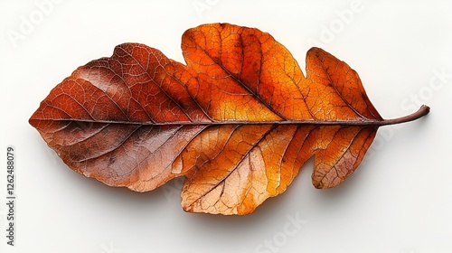 Autumn leaf, isolated, white background, fall colors, nature photography photo