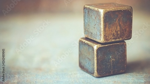 Wallpaper Mural Rustic Metal Cubes Balanced Softly Warm Light. AI Generated Torontodigital.ca