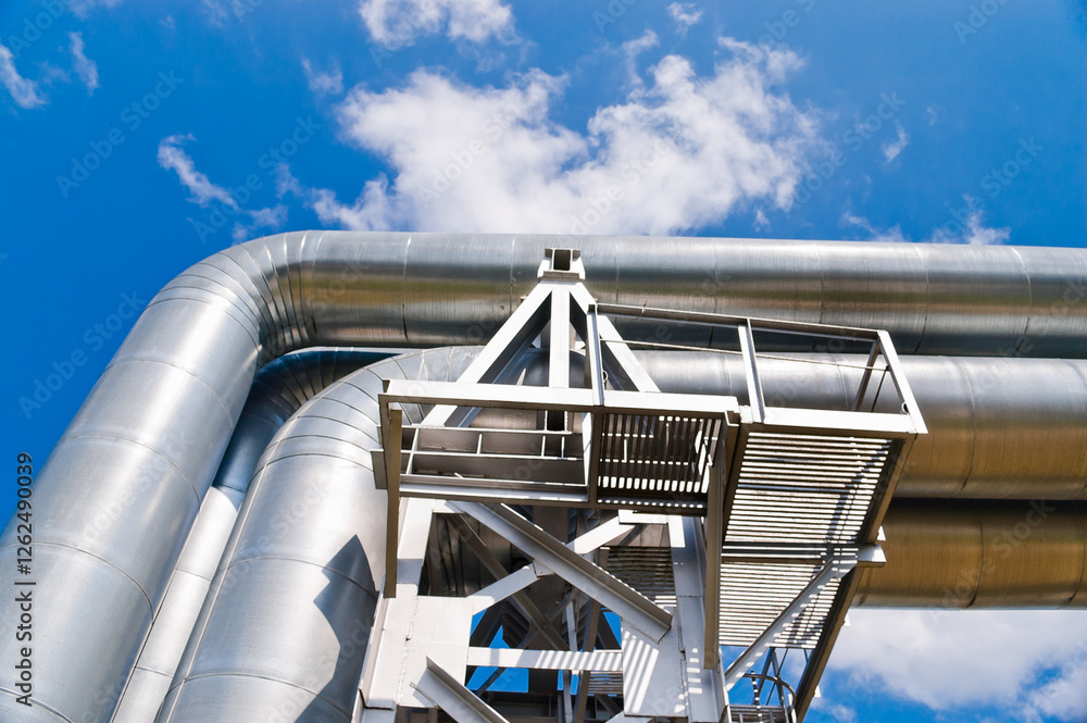 Naklejka premium pipeline close-up against blue sky