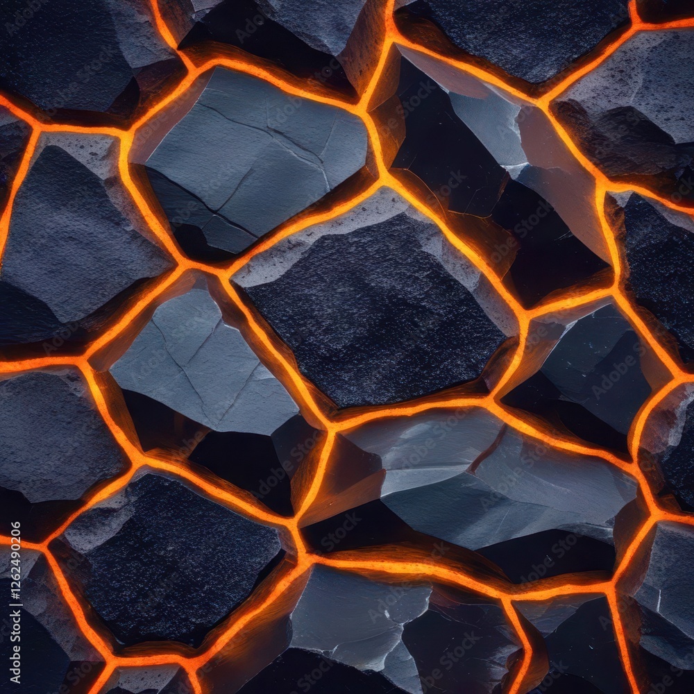 Close up of a black rock with orange lines Close up of a black rock with orange lines
