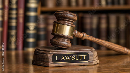 legal lawsuit concept with judge gavel in library background