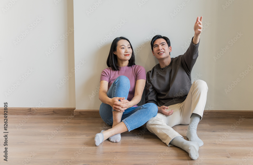 Couple in new apartment and fantasizing about the future
Couple in new apartment and fantasizing about the future