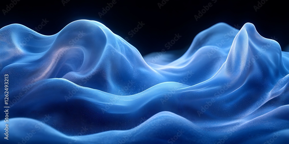Obraz premium Blue abstract waves, dark background, digital art, website banner (1)