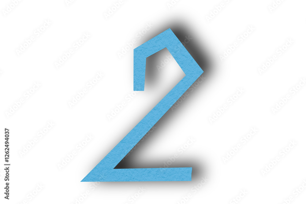 Number two from light blue paper transparent background Number two from light blue paper transparent background