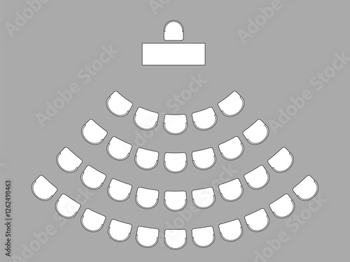 Furniture elements top view set for auditorium, classroom with place spectators. Kit for plan of office, lecture hall, workspace, education, school. Scheme chairs and tables. Collection for interior