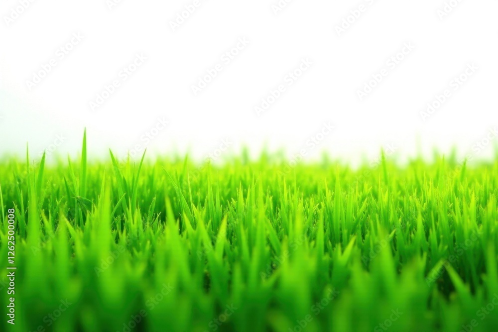 Obraz premium Lush green grass field, perfectly isolated on white , farm, lawn
