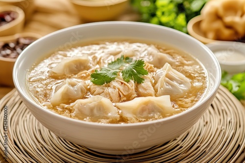 Wallpaper Mural Wonton Soup. Gastronomic Fresh Ingredient in Healthy Chinese Recipe Torontodigital.ca