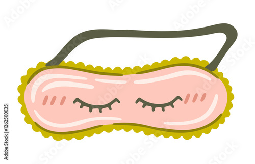 Relaxing sleeping mask for rest and sleep. Cute sleeping accessories. Vector.