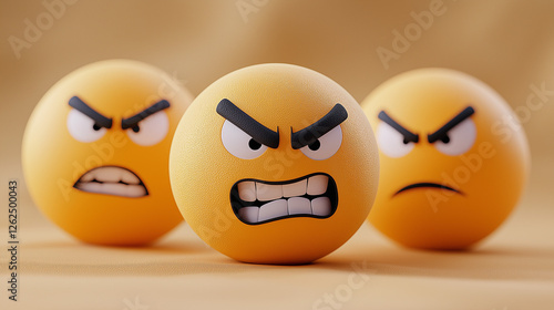 Angry emojis on textured background for communication or design concepts
