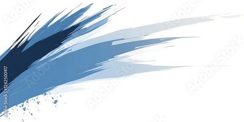 Blue abstract paint strokes, dynamic design, white background, website header