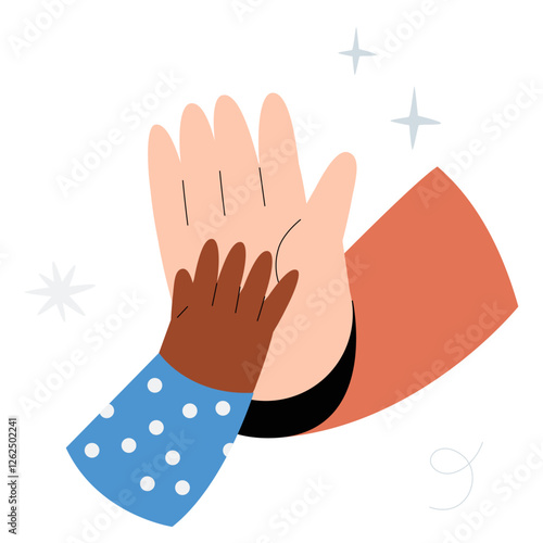 Child And Adult High Five In Flat Vector Illustration Symbolizing Guidance, Support, And Encouragement, Isolated On White Background