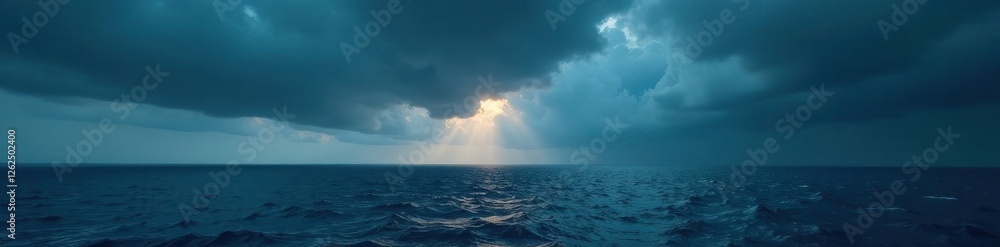 Mysterious low-hanging clouds shroud dark ocean, dark, natural Mysterious low-hanging clouds shroud dark ocean, dark, natural