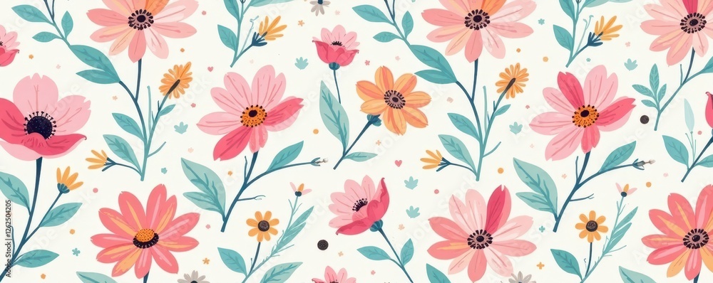 Pastel Scandinavian floral seamless pattern Simple geometric flower design , floral, decor Pastel Scandinavian floral seamless pattern Simple geometric flower design , floral, decor