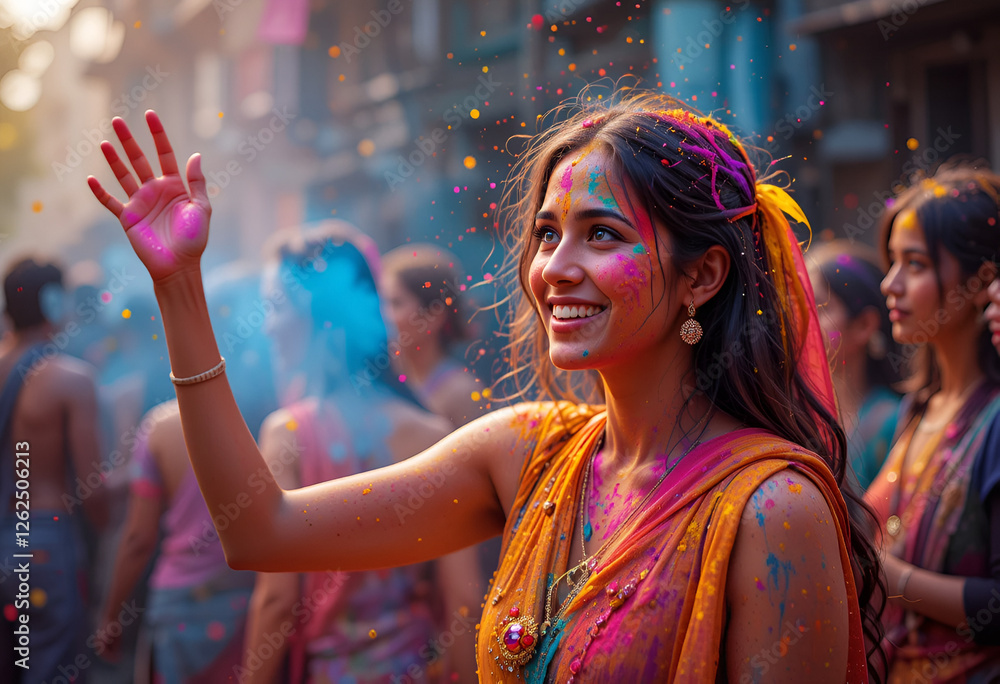Naklejka premium Happy holi, festival of colors, modern holi