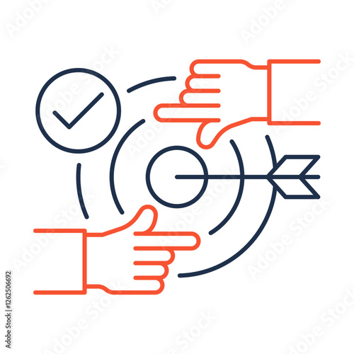 Focus line icon. Target and Arrow Icon Representing Concentrated Attention, Goal Achievement, and Task Completion for Increased Productivity and Performance.Vector icon.