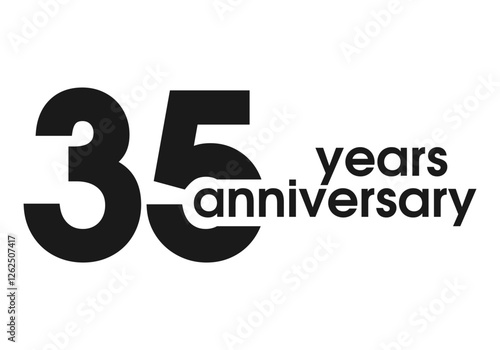 35 years anniversary logo, icon or badge. 35th birthday, jubilee celebration, wedding, invitation card design element. Vector illustration.