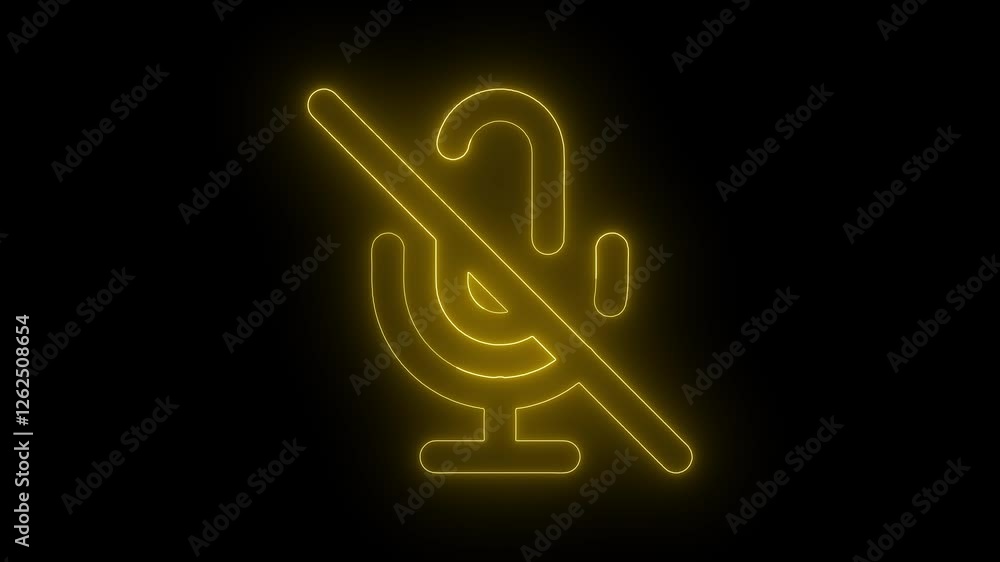 Glowing Neon Mute Icon Isolated on Black Background. Glowing Neon Mute Icon Isolated on Black Background.