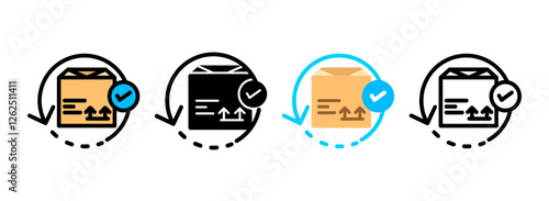 Set of Restock Line, Line Filled, Glyph, Flat Icons