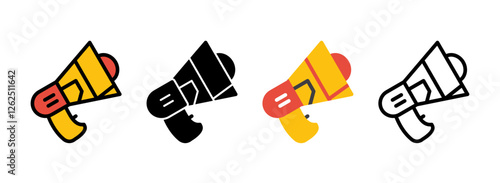 Set of Social Media Engagement Line, Line Filled, Glyph, Flat Icons