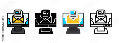 Set of Email Open Rate Line, Line Filled, Glyph, Flat Icons