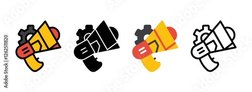 Set of Promotion Effectiveness Line, Line Filled, Glyph, Flat Icons